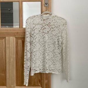 Mock Neck Lace Long SleeveTop